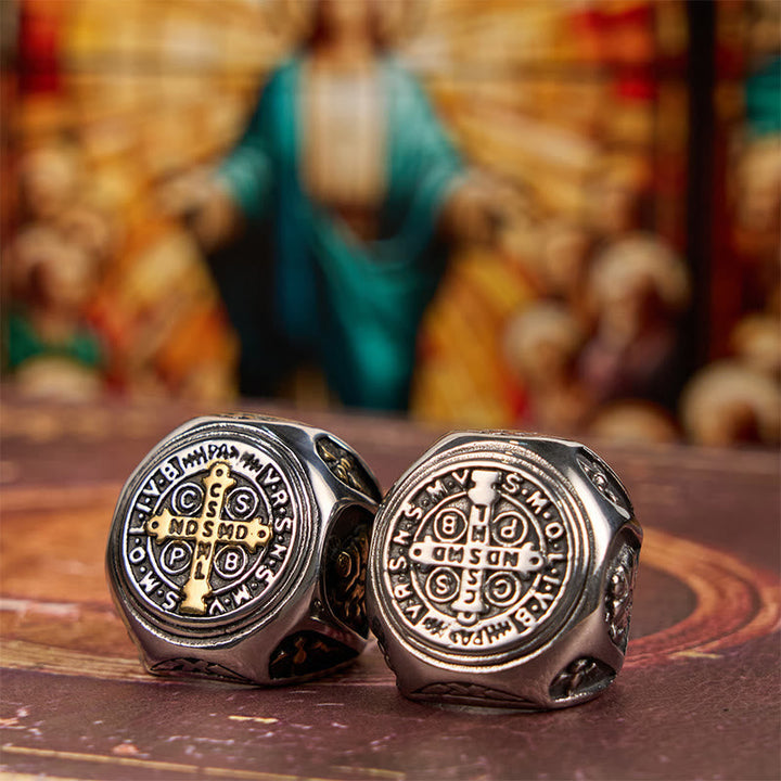 Classic Style St. Benedict Cross Divine Faith Ring