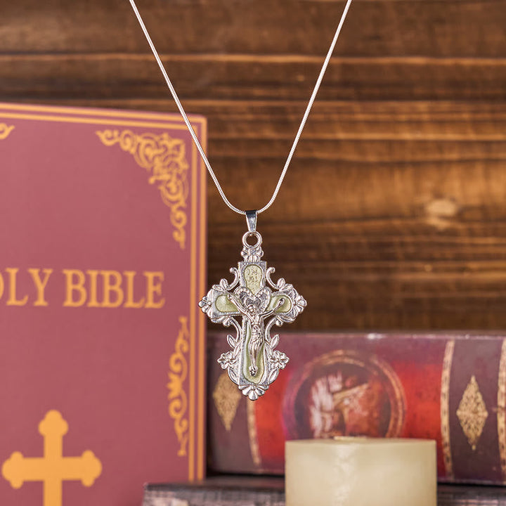 4 Color Classic Style Jesus Cross Faith Crucifix Pendant Necklace