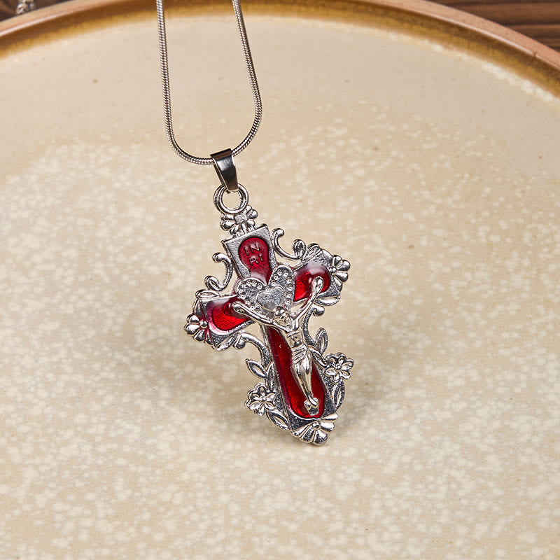 4 Color Classic Style Jesus Cross Faith Crucifix Pendant Necklace
