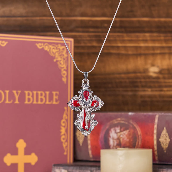 4 Color Classic Style Jesus Cross Faith Crucifix Pendant Necklace
