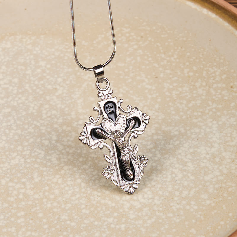 4 Color Classic Style Jesus Cross Faith Crucifix Pendant Necklace