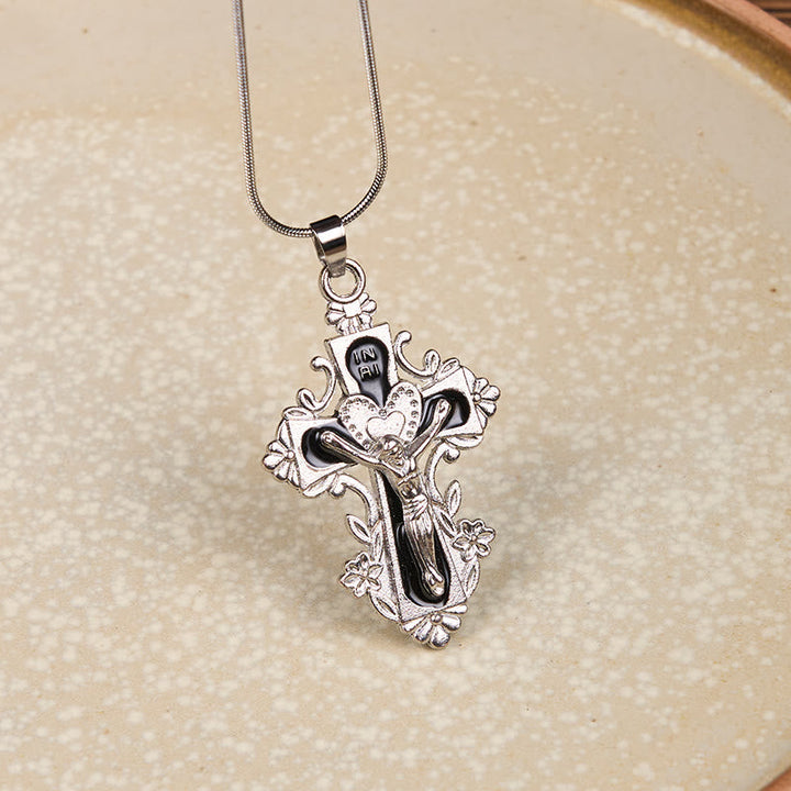 4 Color Classic Style Jesus Cross Faith Crucifix Pendant Necklace