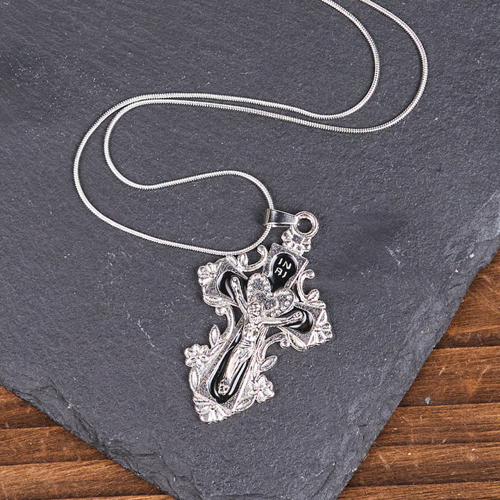 4 Color Classic Style Jesus Cross Faith Crucifix Pendant Necklace