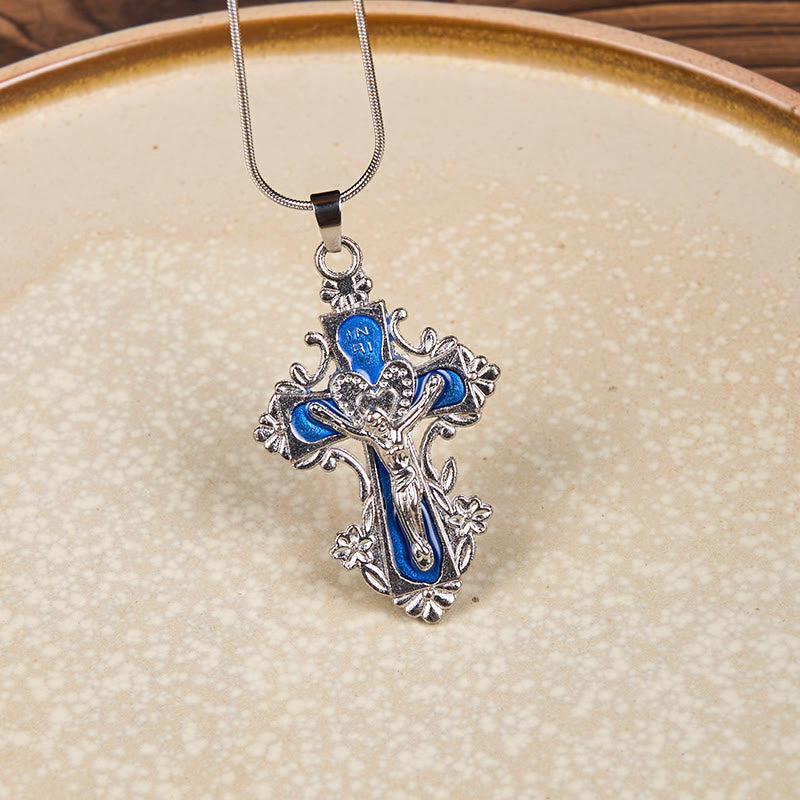 4 Color Classic Style Jesus Cross Faith Crucifix Pendant Necklace
