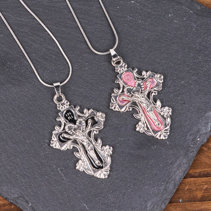 4 Color Classic Style Jesus Cross Faith Crucifix Pendant Necklace