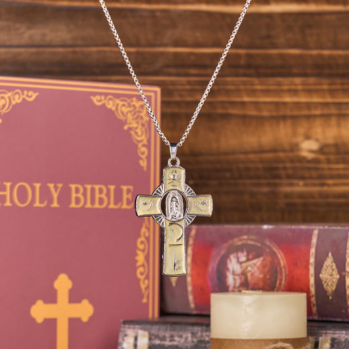 6 Color Virgin Mary  Our Lady of Guadalupe Faith Cross Pendant Necklace