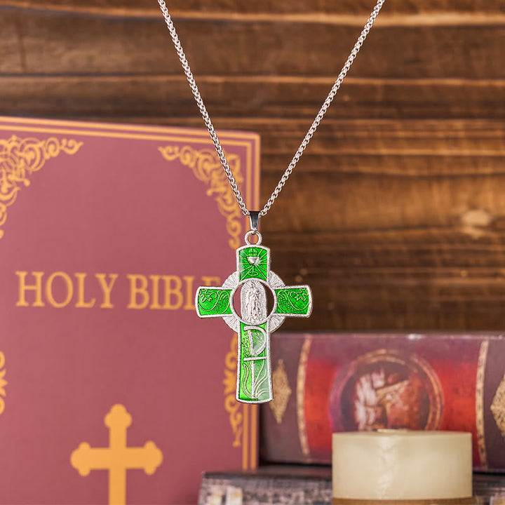 6 Color Virgin Mary  Our Lady of Guadalupe Faith Cross Pendant Necklace