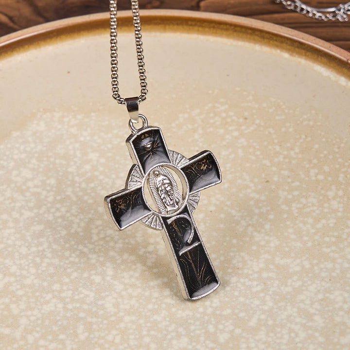 6 Color Virgin Mary  Our Lady of Guadalupe Faith Cross Pendant Necklace