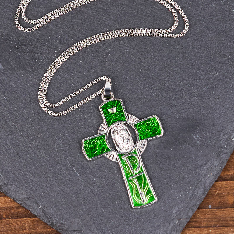 6 Color Virgin Mary  Our Lady of Guadalupe Faith Cross Pendant Necklace