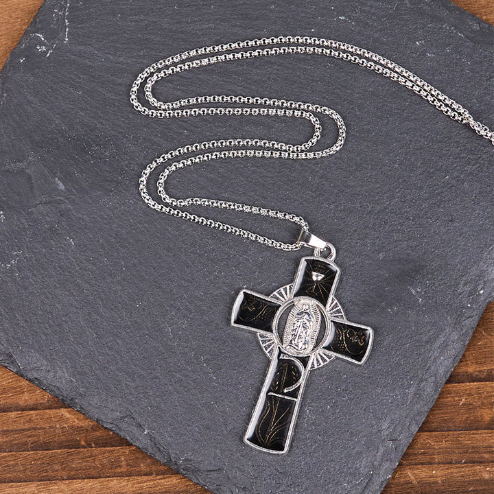 6 Color Virgin Mary  Our Lady of Guadalupe Faith Cross Pendant Necklace