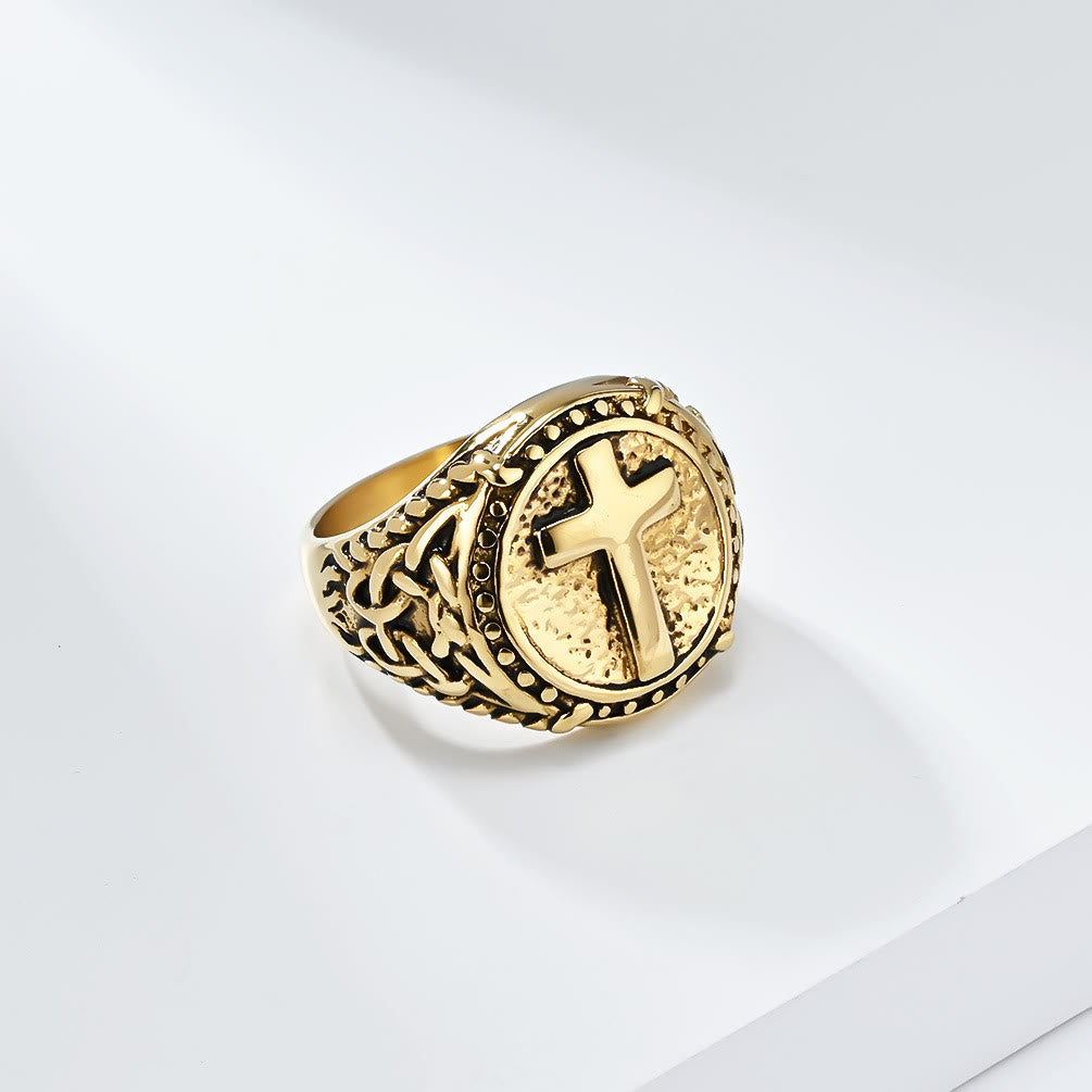 Minimalist Style Cross Divine Faith Heavy Duty Ring
