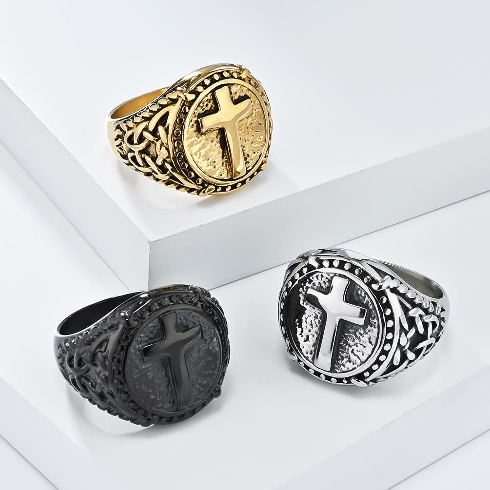 Minimalist Style Cross Divine Faith Heavy Duty Ring