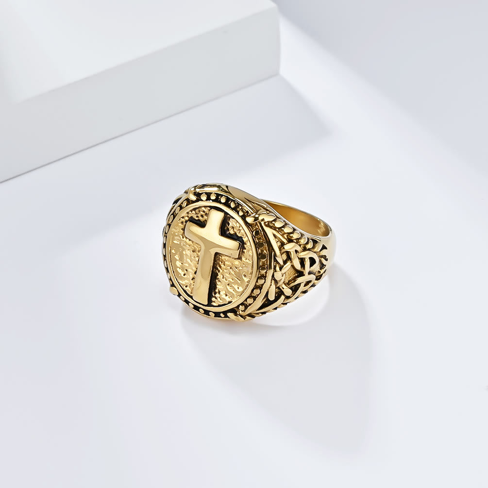 Minimalist Style Cross Divine Faith Heavy Duty Ring
