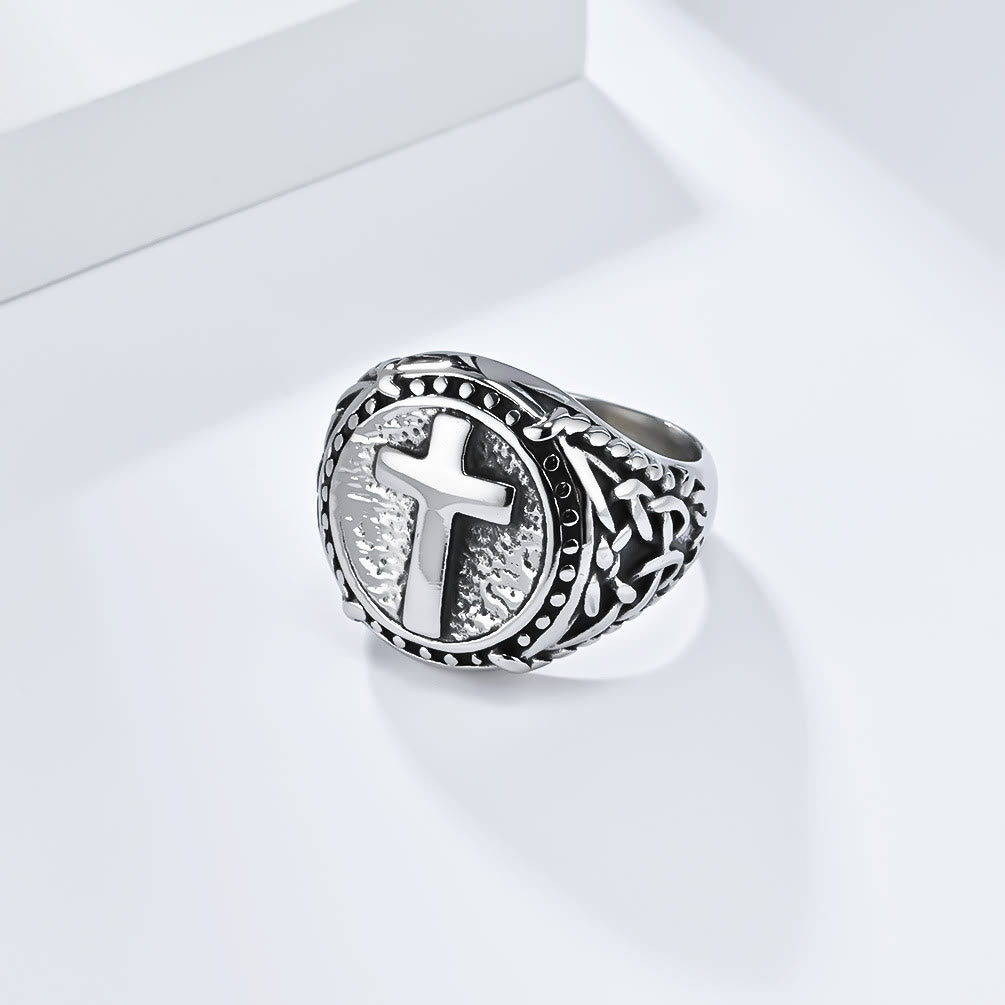 Minimalist Style Cross Divine Faith Heavy Duty Ring