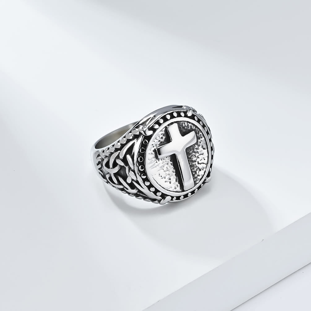 Minimalist Style Cross Divine Faith Heavy Duty Ring