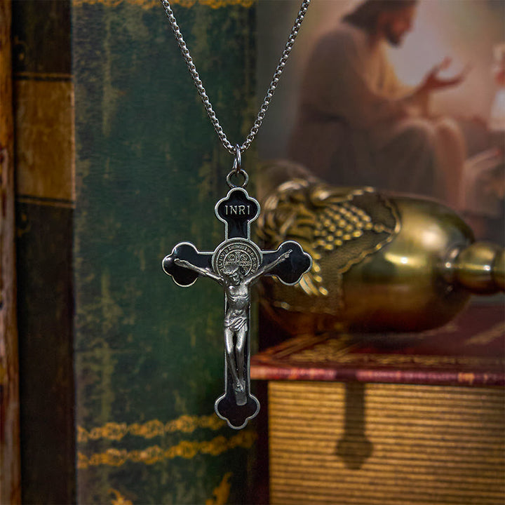 Multicolor Retro Style Classical Crucifix Faith Protection Pendant Necklace