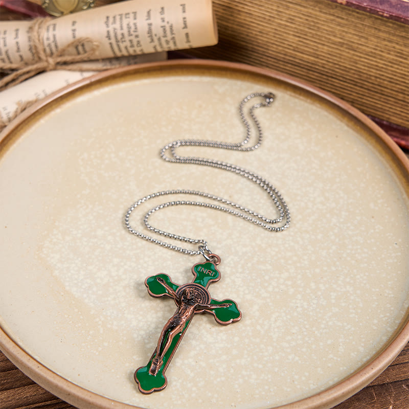 Multicolor Retro Style Classical Crucifix Faith Protection Pendant Necklace