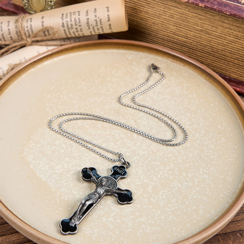 Multicolor Retro Style Classical Crucifix Faith Protection Pendant Necklace