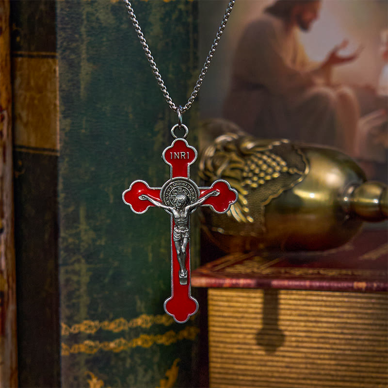 Multicolor Retro Style Classical Crucifix Faith Protection Pendant Necklace