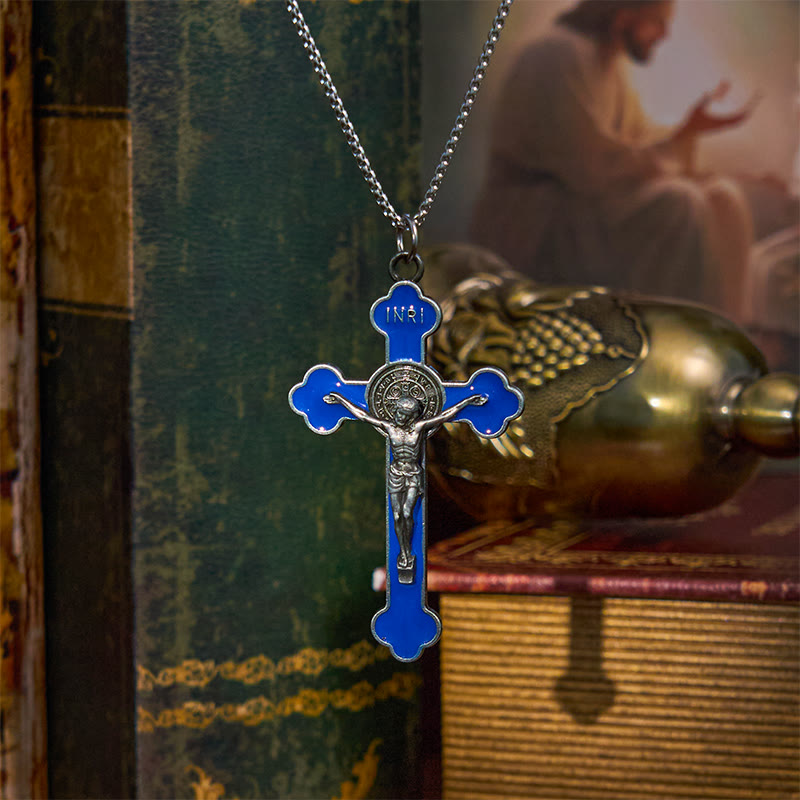 Multicolor Retro Style Classical Crucifix Faith Protection Pendant Necklace