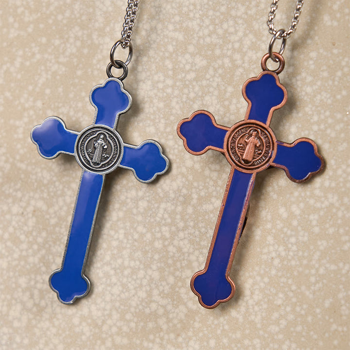 Multicolor Retro Style Classical Crucifix Faith Protection Pendant Necklace
