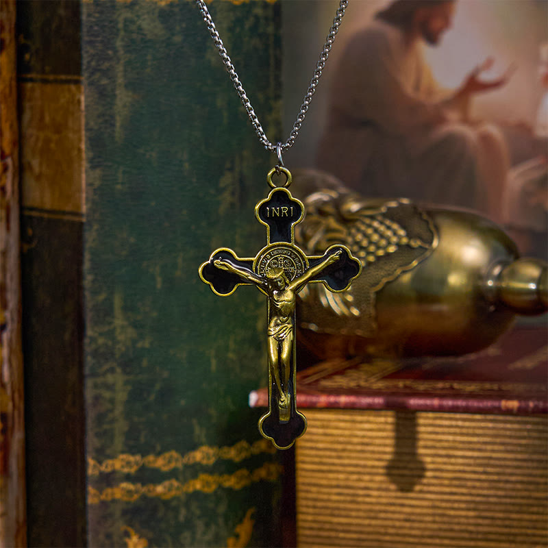 Multicolor Retro Style Classical Crucifix Faith Protection Pendant Necklace