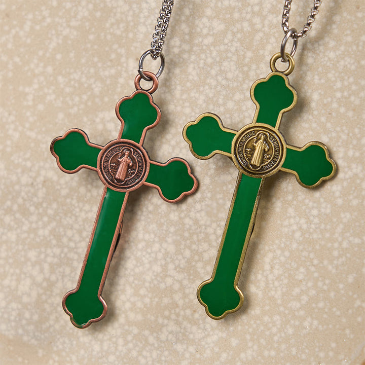 Multicolor Retro Style Classical Crucifix Faith Protection Pendant Necklace