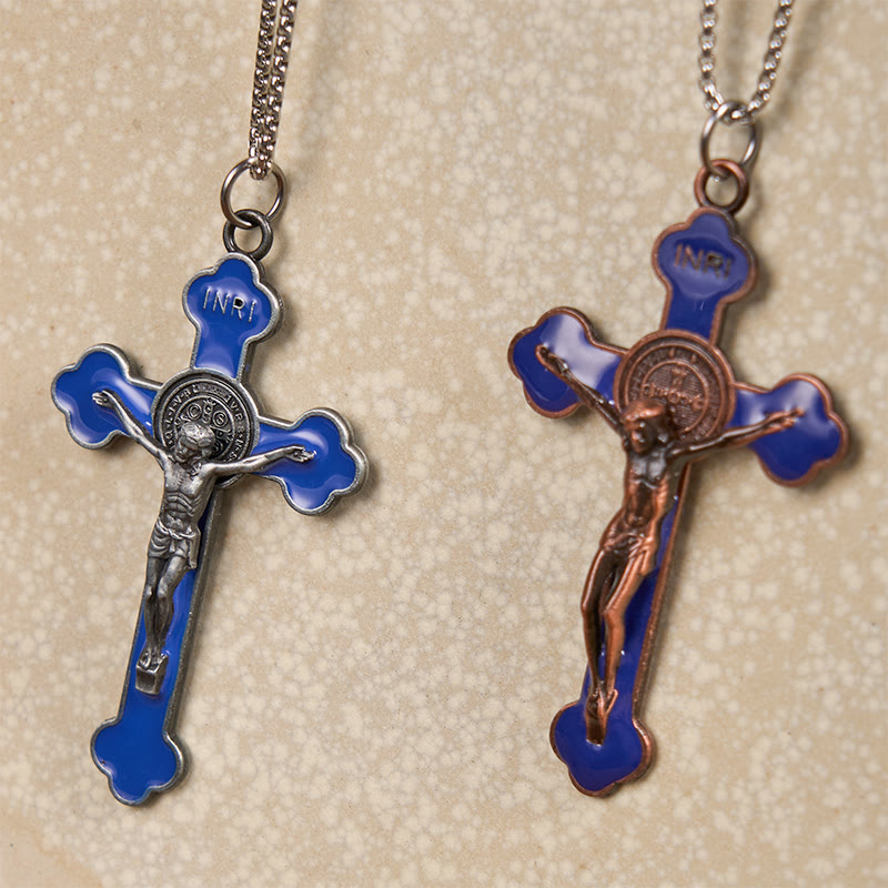 Multicolor Retro Style Classical Crucifix Faith Protection Pendant Necklace