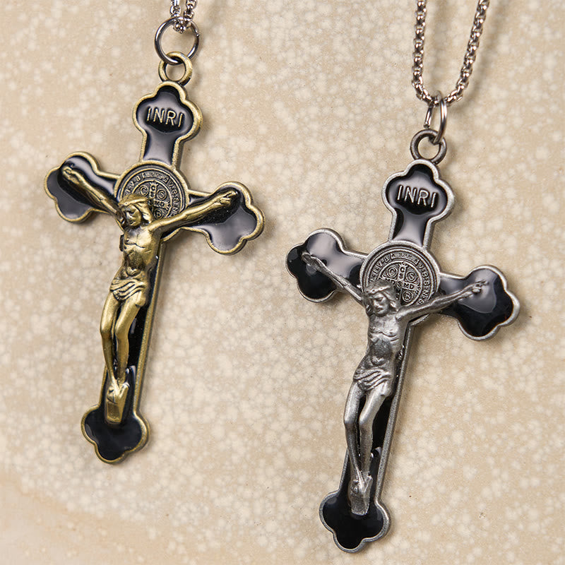 Multicolor Retro Style Classical Crucifix Faith Protection Pendant Necklace