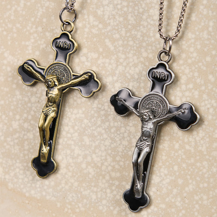 Multicolor Retro Style Classical Crucifix Faith Protection Pendant Necklace