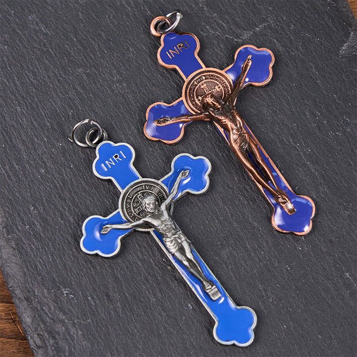 Multicolor Retro Style Classical Crucifix Faith Protection Pendant Necklace