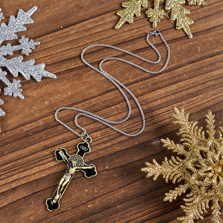 Multicolor Retro Style Classical Crucifix Faith Protection Pendant Necklace