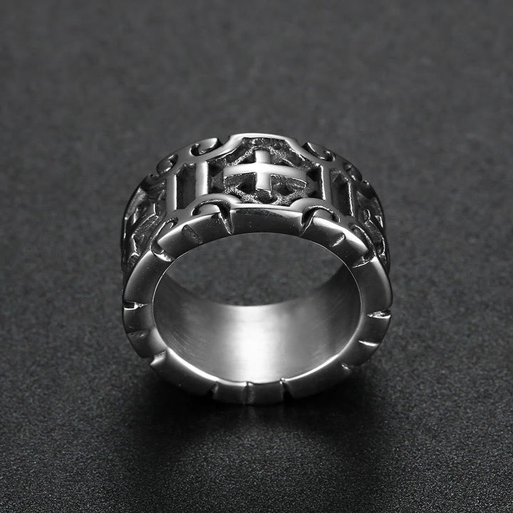 Retro Style Cross Engraved Stainless Steel Faith Protection Ring