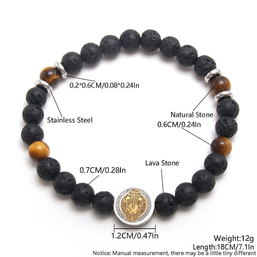 Volcanic Stone Yellow Tiger Eye St. Benedict Bracelet