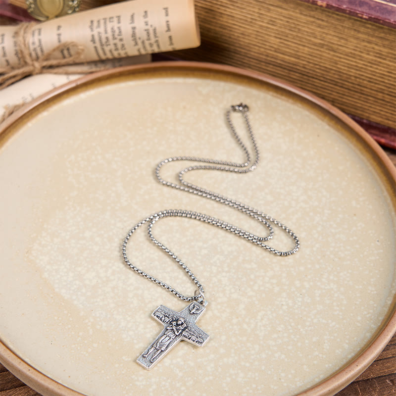 Retro Style Jesus and His Sheep The Good Shepherd Pendant Necklace
