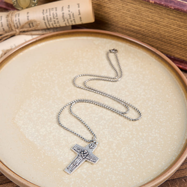 Retro Style Jesus and His Sheep The Good Shepherd Pendant Necklace