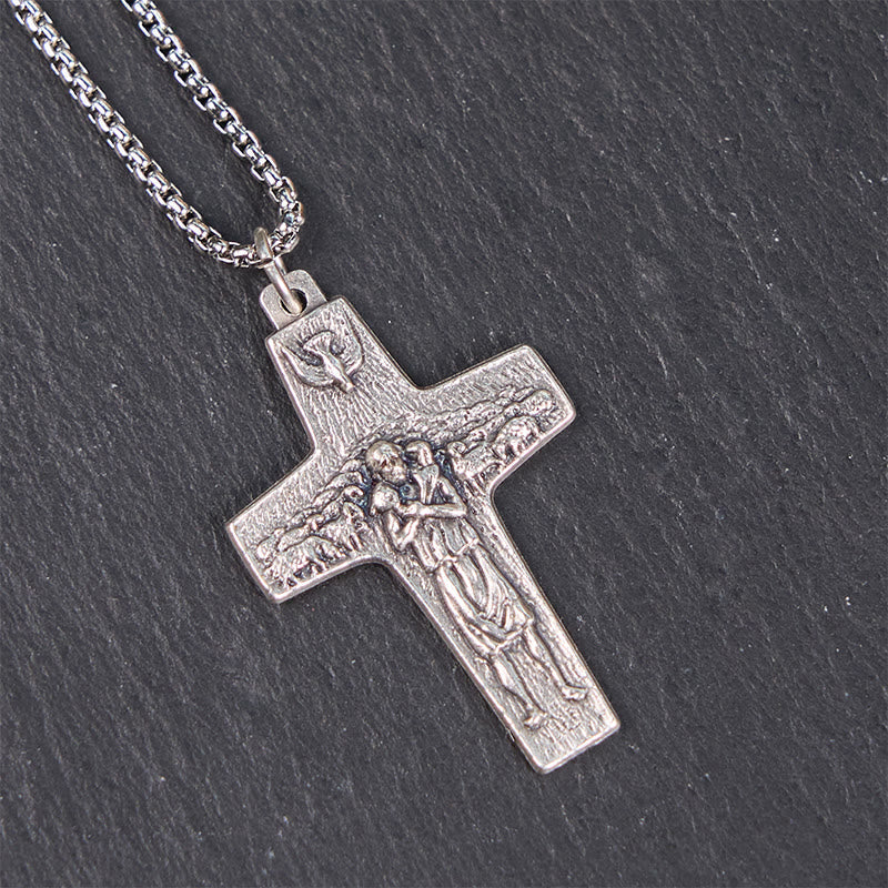 Retro Style Jesus and His Sheep The Good Shepherd Pendant Necklace