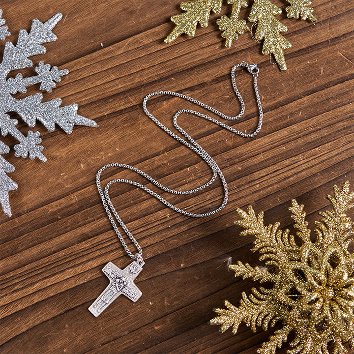 Retro Style Jesus and His Sheep The Good Shepherd Pendant Necklace