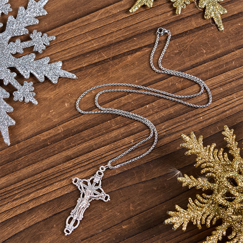 Retro Style Exclusive Craft Jesus Crucifix Blessing Pendant Necklace