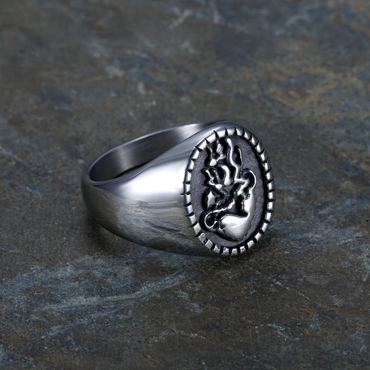 Classic Retro Style Jesus Sacred Heart Engraved Stainless Steel Faith Ring