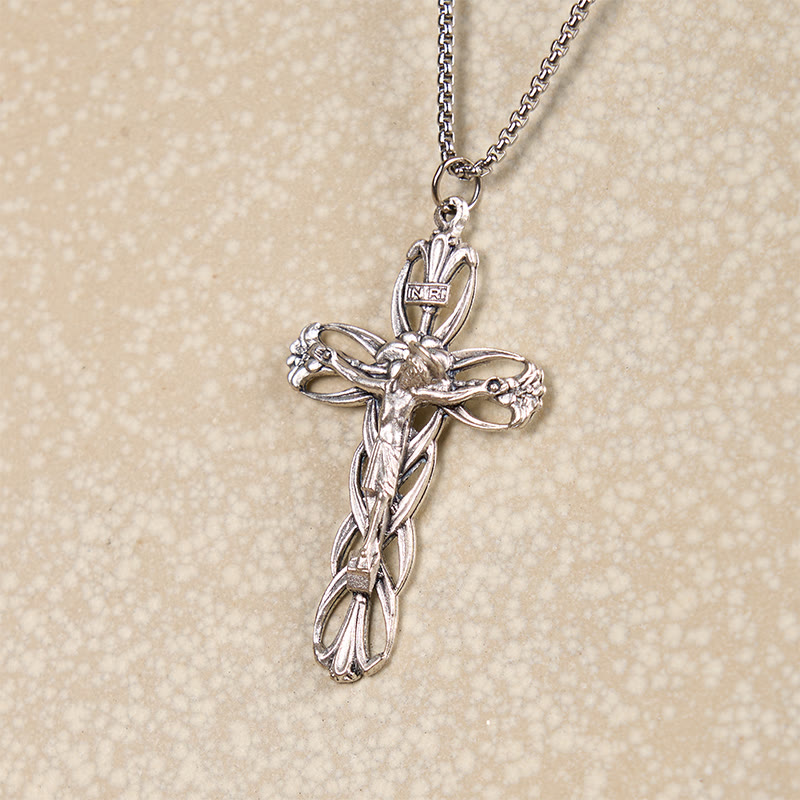 Retro Pattern Exclusive Craft Jesus Crucifix Amulet Pendant Necklace