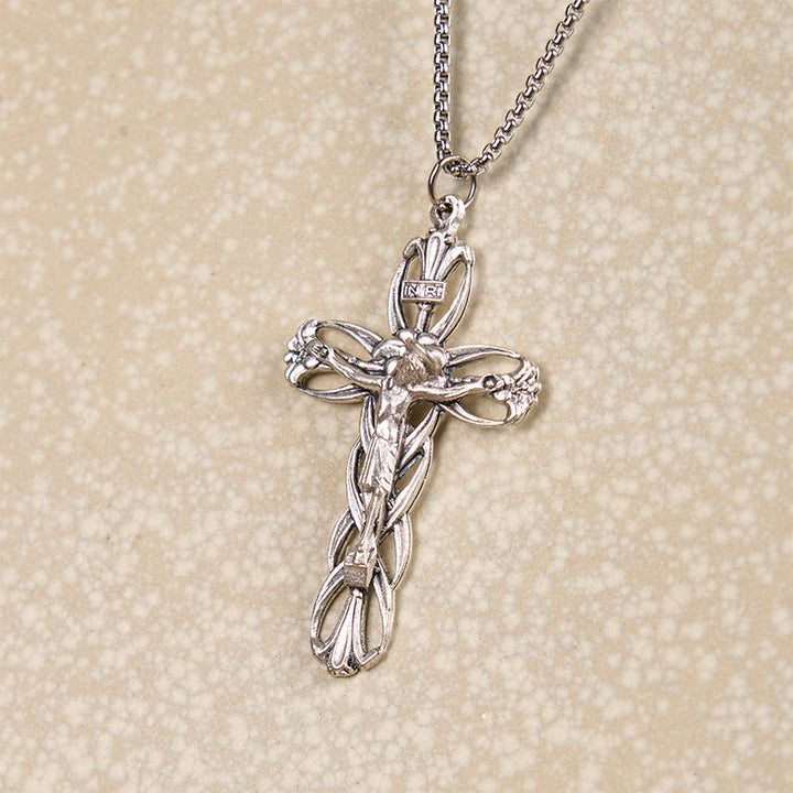 Retro Pattern Exclusive Craft Jesus Crucifix Amulet Pendant Necklace