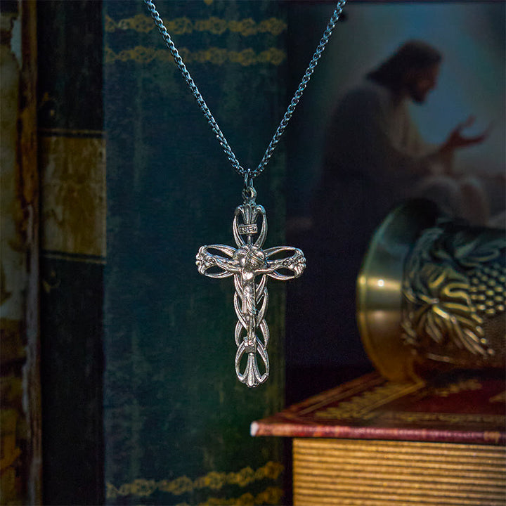 Retro Pattern Exclusive Craft Jesus Crucifix Amulet Pendant Necklace
