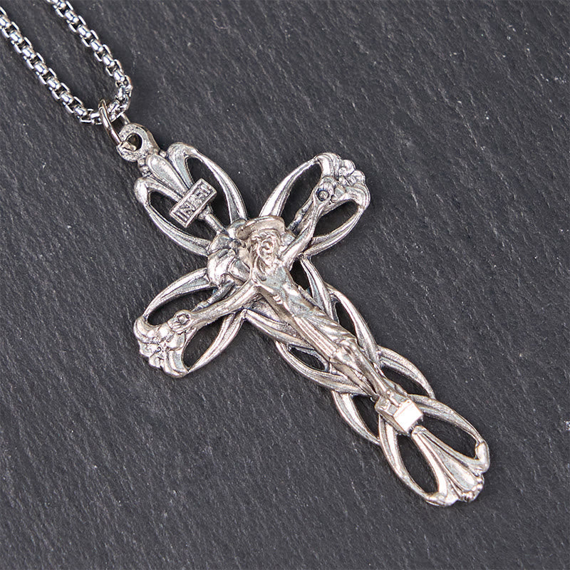 Retro Pattern Exclusive Craft Jesus Crucifix Amulet Pendant Necklace