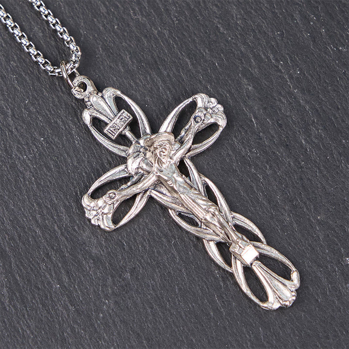 Retro Pattern Exclusive Craft Jesus Crucifix Amulet Pendant Necklace