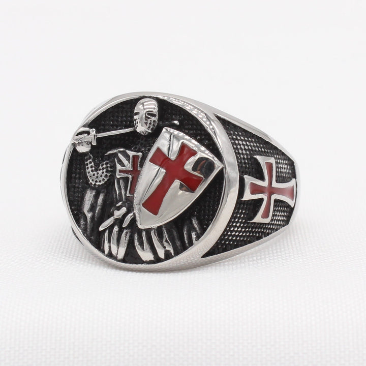 2 Colors Retro Classic Style Knights Templar Shield Protect You Faith Ring