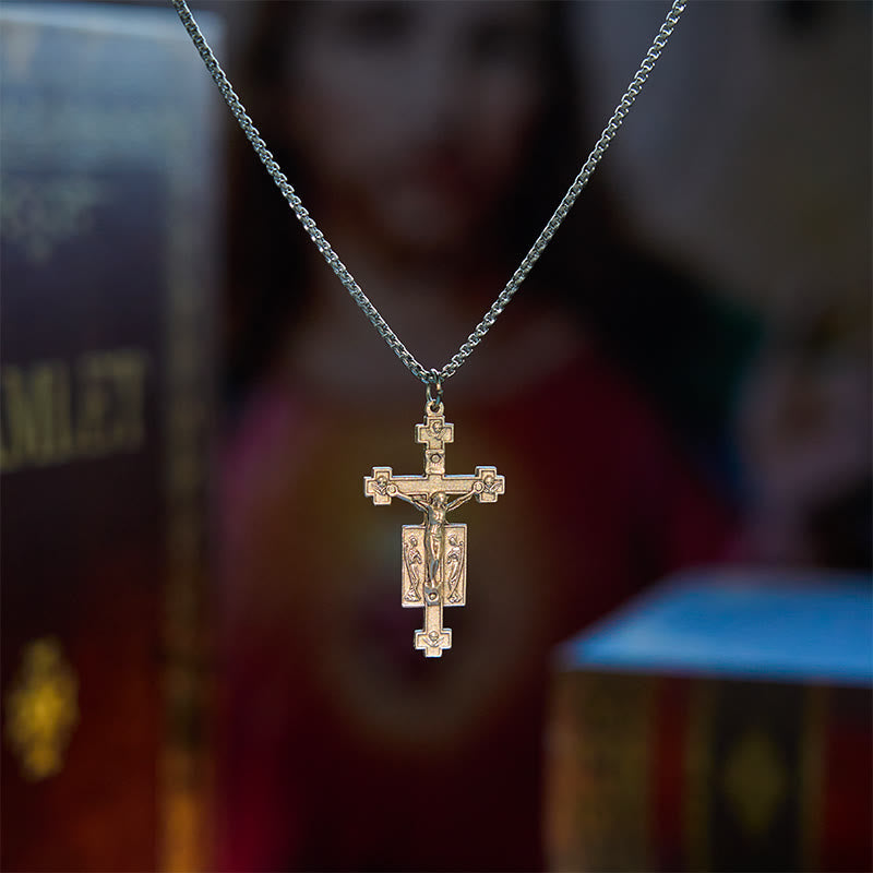 Exclusive Craft Jesus Crucifix with Angels Blessing Pendant Necklace