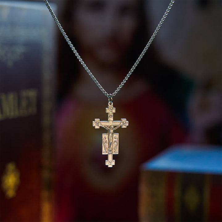 Exclusive Craft Jesus Crucifix with Angels Blessing Pendant Necklace