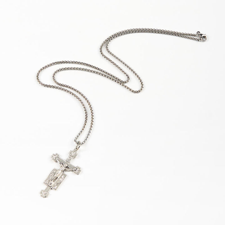 Exclusive Craft Jesus Crucifix with Angels Blessing Pendant Necklace