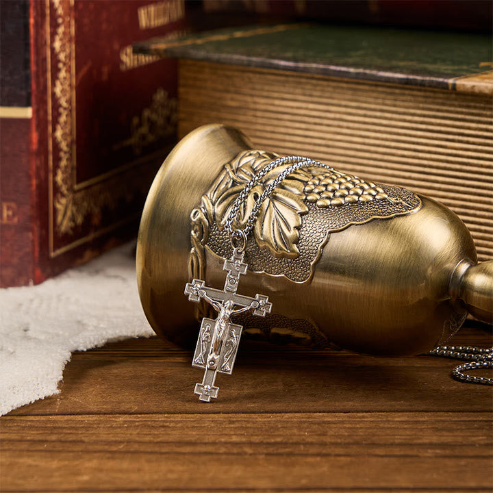 Exclusive Craft Jesus Crucifix with Angels Blessing Pendant Necklace